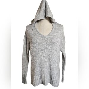 American Eagle OutfittersJegging Fit Gray V-Neck Hooded Fuzzy Sweater